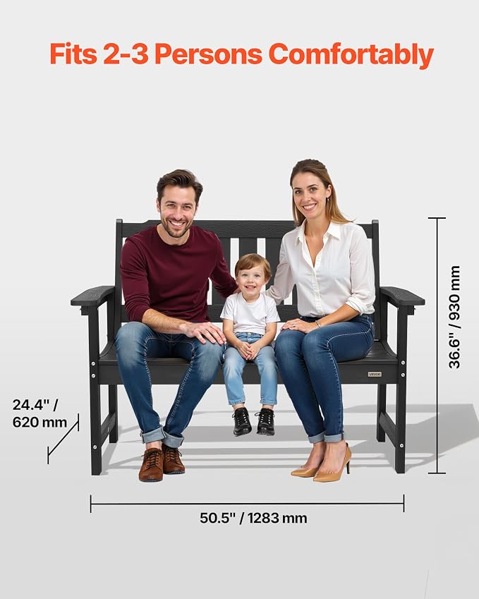 VEVOR Outdoor Bench, 50.5 inch, 800 lbs Weight Capacity - Image 3