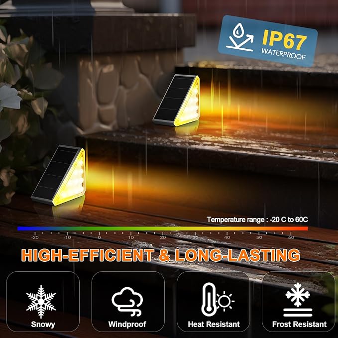 6 Pack Solar Stair Lights Outdoor Stair Lights - Image 3