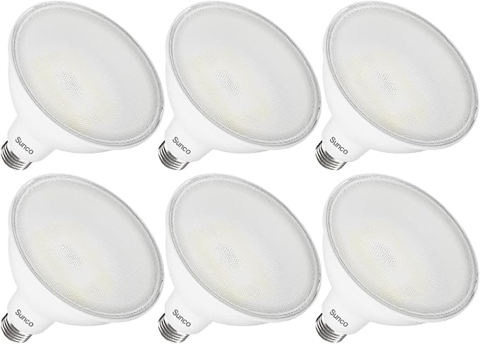 Sunco 6 Pack Outdoor Flood Light Bulbs, PAR38 LED Flood Lights Waterproof by SuncoLighting