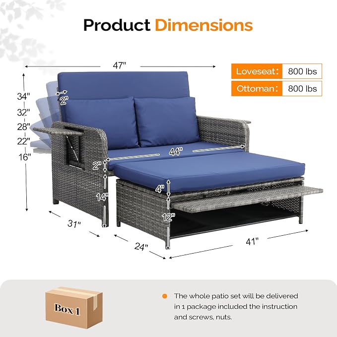 VINGLI Patio Daybed, Wicker Outdoor Daybed - Image 3