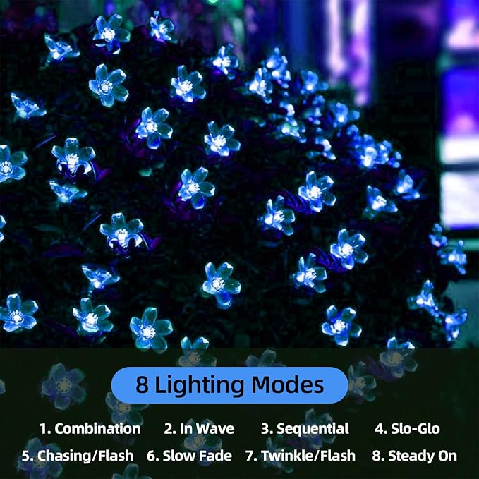 ITICdecor Outdoor Solar Flower String Lights Waterproof 50 LED Fairy Light - Image 2