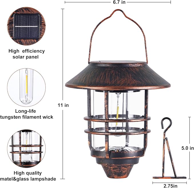 Solar Lantern Outdoor, Hanging Waterproof Solar Lights - Image 5
