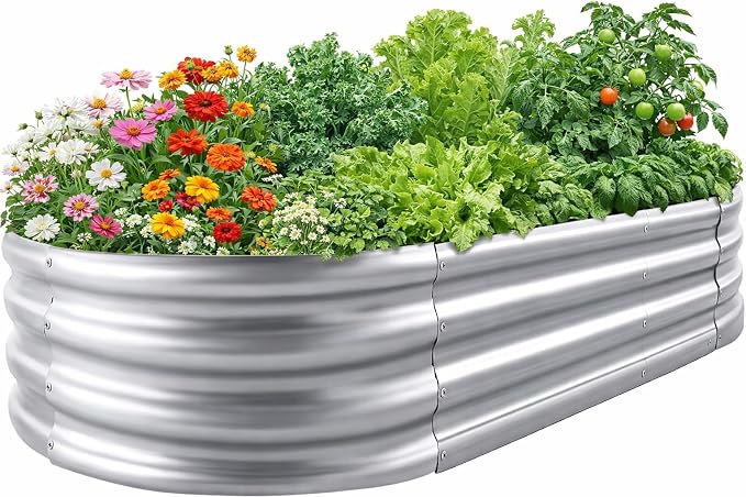 Galvanized Raised Garden Bed for Outdoor: 4X2X1ft Durable Metal Vegetable Plant by Unknown