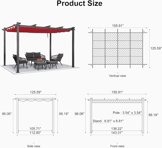 PURPLE LEAF 11' X 13' Outdoor Pergola - Image 7