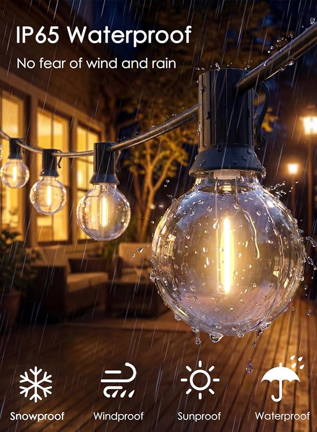 SUNSGNE G40 LED Globe Outdoor String Lights Waterproof Shatterproof, 25FT - Image 5