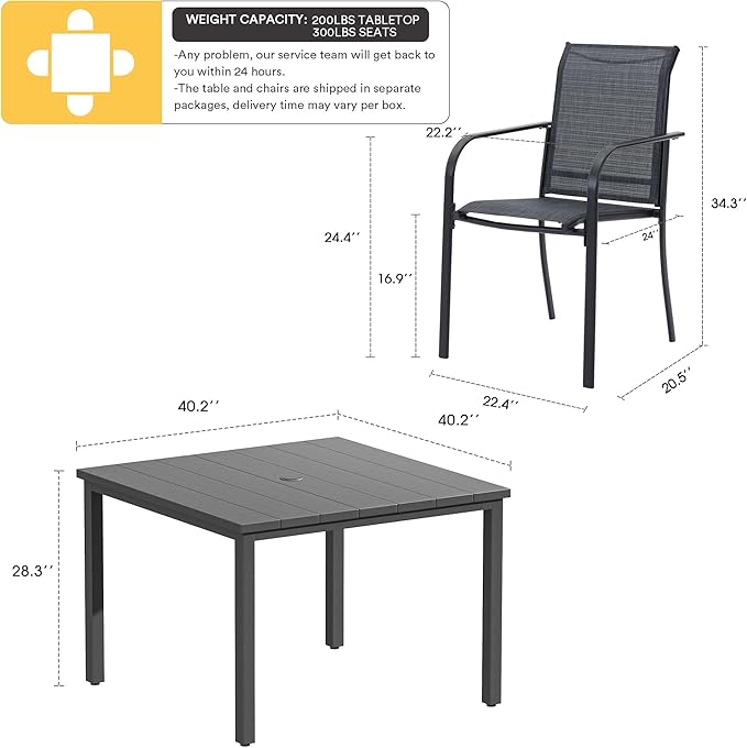 VICLLAX Outdoor Dining Set for 4, 5 Pieces Patio Dining Furniture Set - Image 7