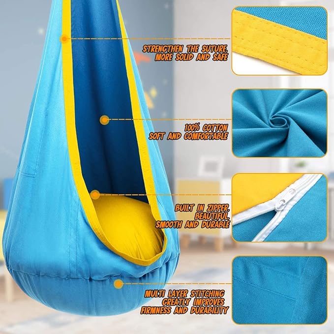 Y-STOP Kids Pod Swing Seat, Hanging Hammock Chair - Image 3