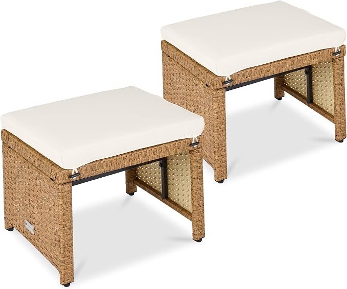 Best Choice Products Set of 2 Wicker Ottomans, Additional Seating, Side Table by BestChoiceProducts