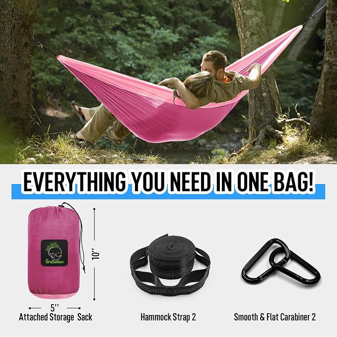 Grassman Camping Hammock Double & Single Portable Hammock - Image 3
