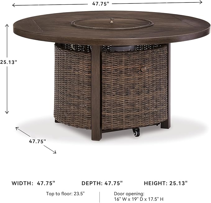 Signature Design by Ashley Paradise Trail Outdoor Round Wicker Patio Fire Pit - Image 7