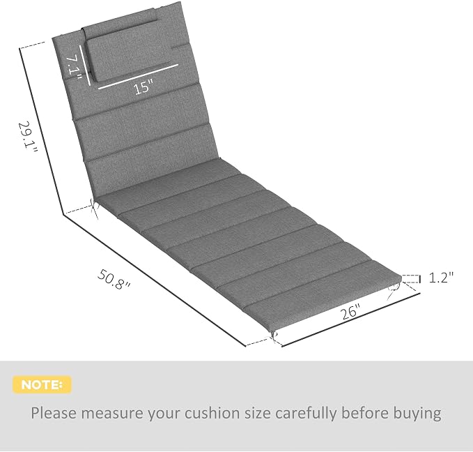 Outsunny Outdoor Lounge Chair Cushion Set of 2, Foldable Patio Chaise Lounge - Image 3