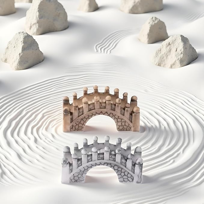 2 Pcs Gray and Brown Miniature Stone Arch Bridges - Image 7