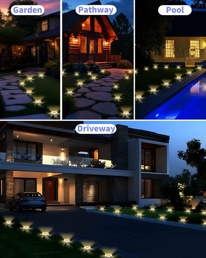 Solar Ground Lights Outdoor 12 Pack Waterproof, Upgraded Solar Garden Lights - Image 7