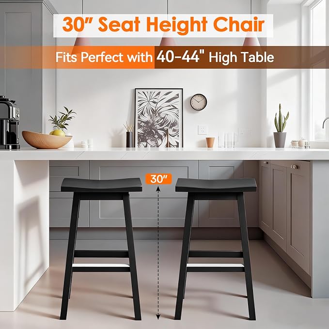 PayLessHere Bar Stools Set of 2, Saddle Stools 30 Inch Heigh, Bar Chairs Seat - Image 4
