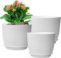 10/9/8 inch Medium Flower Pots, 3 Pack Modern Decorative Plastic Planters by WSMKSZ