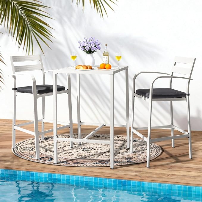 VINGLI 27 Inch Outdoor Bar Table, All-Weather Aluminum Patio Balcony Pub Table - Image 2