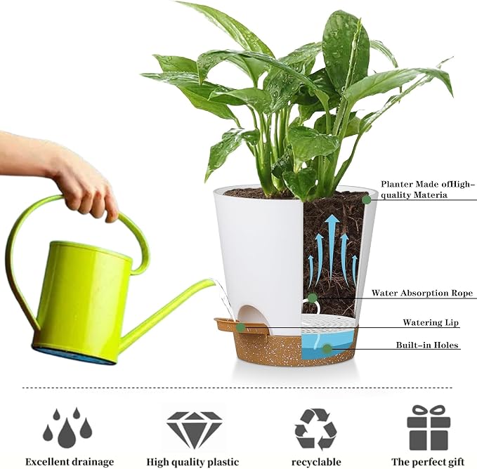 5 Pack 5 inch Self-Watering Pots, African Violets Planter - Image 5