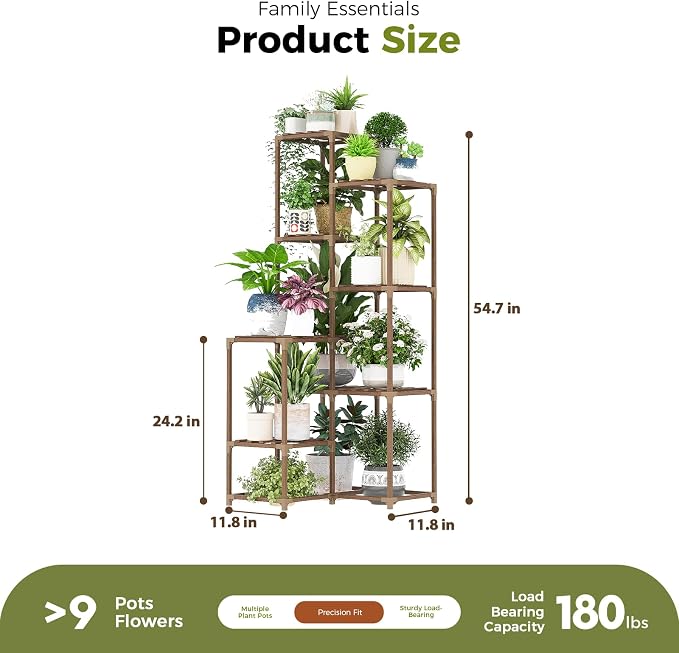 Bamworld Plant Stand Indoor Outdoor Corner Plant Shelf 54.7" Tall Plant Table - Image 6