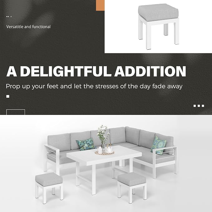 Solaste Aluminum Patio Furniture Set, Metal Patio Sectional Sofa - Image 4