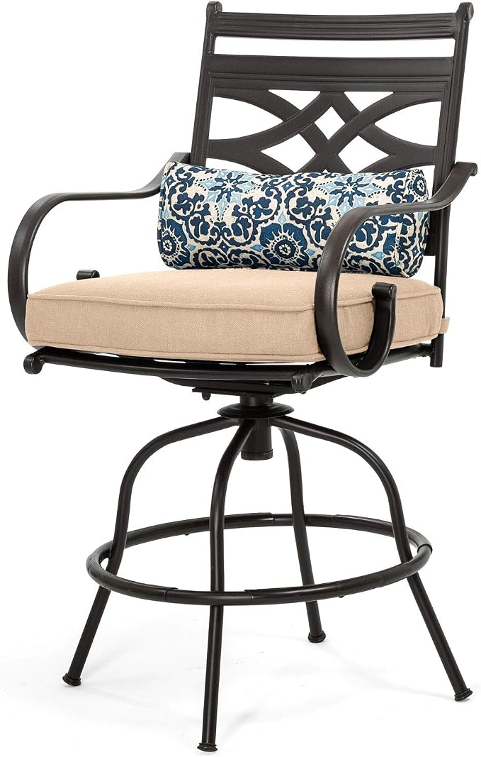 Hanover Montclair All-Weather 5-Piece Outdoor Dining Set, 4 Cushioned Swivel - Image 11