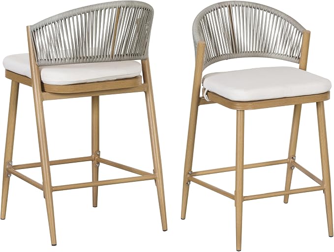 Christopher Knight Home Hearth 26.00" Patio Barstools Set of 2, Woven Wicker - Image 6