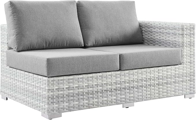 Modway Convene Wicker Rattan Outdoor Patio Right-Arm Loveseat in Light Gray Gray - Image 2