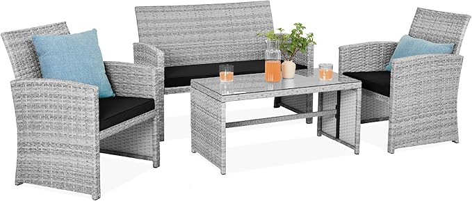 Best Choice Products 4-Piece Outdoor Wicker Patio Conversation Furniture Set by BestChoiceProducts