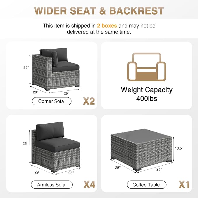 Aoxun Patio Furniture Sets, 7-Piece Outdoor Patio Furniture - Image 6