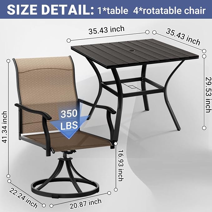 LEVELEVE 5 Piece Outdoor Patio Dining Set - Image 5