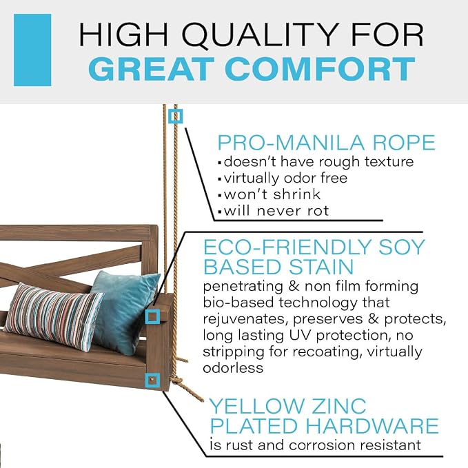 Porchgate Amish Heavy Duty 700 Lb Boardwalk Porch Swing W/Ropes - Image 3