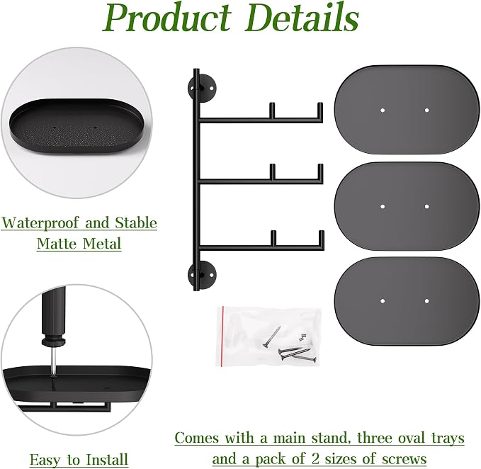 Window Sill Rotating Plant Stand Shelf Indoor Black Metal Floating Shelves - Image 5