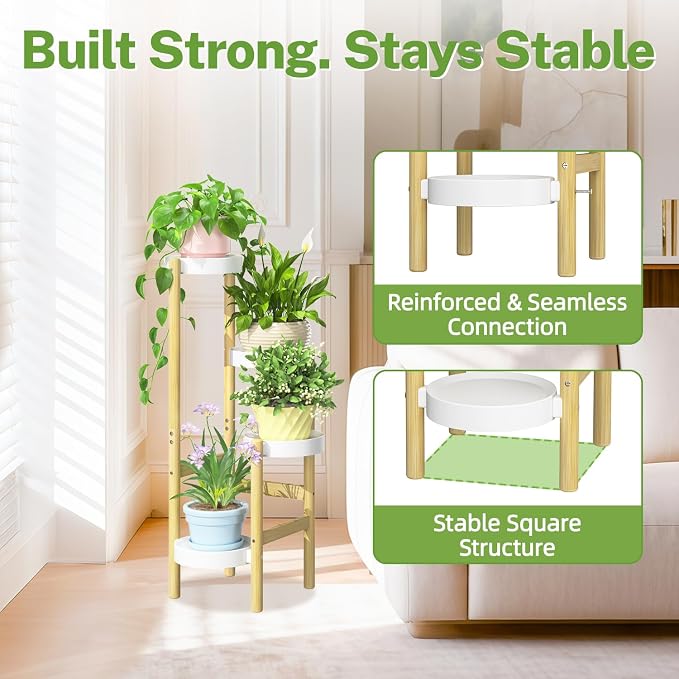 iDavosic.ly 4 Tier Bamboo Plant Stand Indoor Outdoor - Image 5