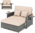 LDAILY Moccha Outdoor Daybed, Wicker Loveseat Sofa Set by LDAILY