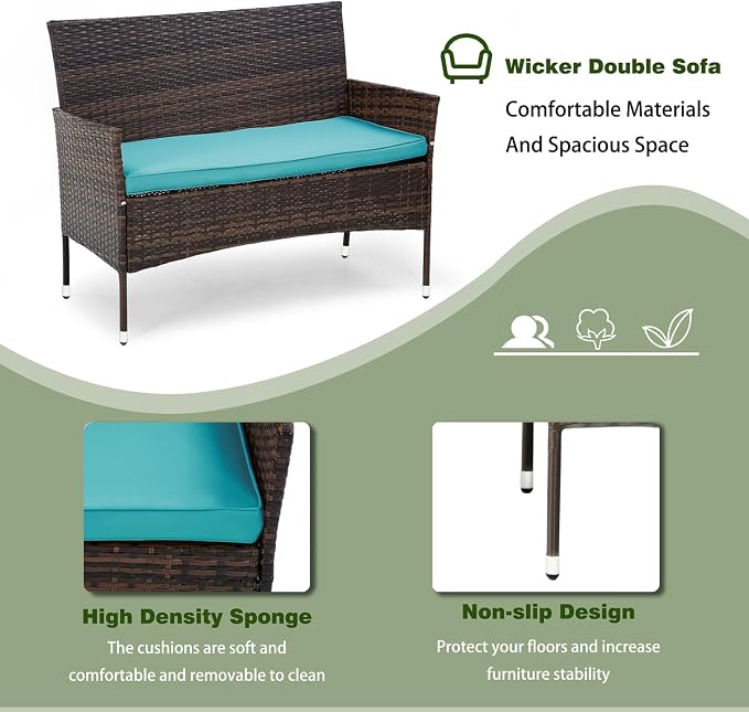 PayLessHere Outdoor Furniture Set 4 Pcs Modular Patio Furniture Set Water - Image 5