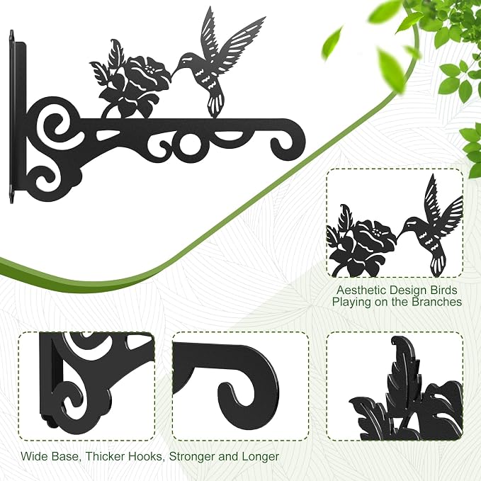 4-Pack Aesthetic Wall Plant Hanger Indoor and Outdoor – 10 Inch Metal Hanging - Image 3