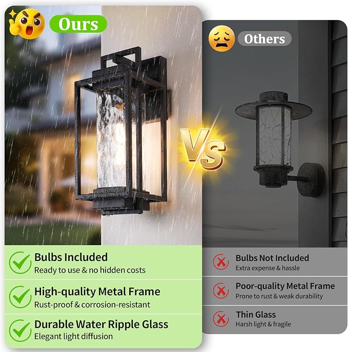 BesLowe 2-Pack Modern Outdoor Wall Lights - Image 3