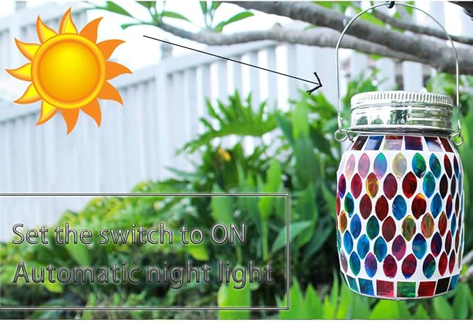 2pack Solar Mosaic Outdoor Waterproof Cool Blue Mosaic jar Decor Christmas Gifts - Image 2