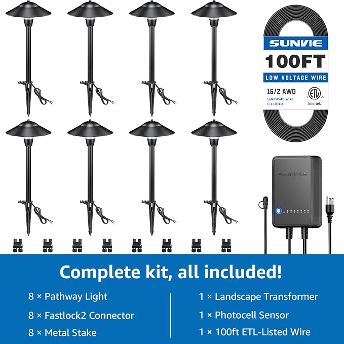 SUNVIE All-in-One LED Pathway Lighting Kit, 3000K Waterproof Landscape Lighting - Image 5