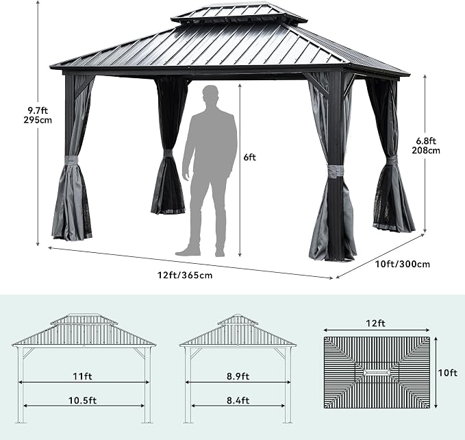 YITAHOME 10x12ft Hardtop Gazebo - Image 8