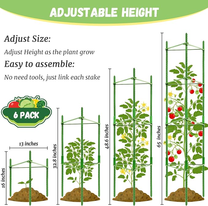 Legigo 6-Pack Tomato Cage for Garden Plant Support- Up to 48inch Garden Stakes - Image 2