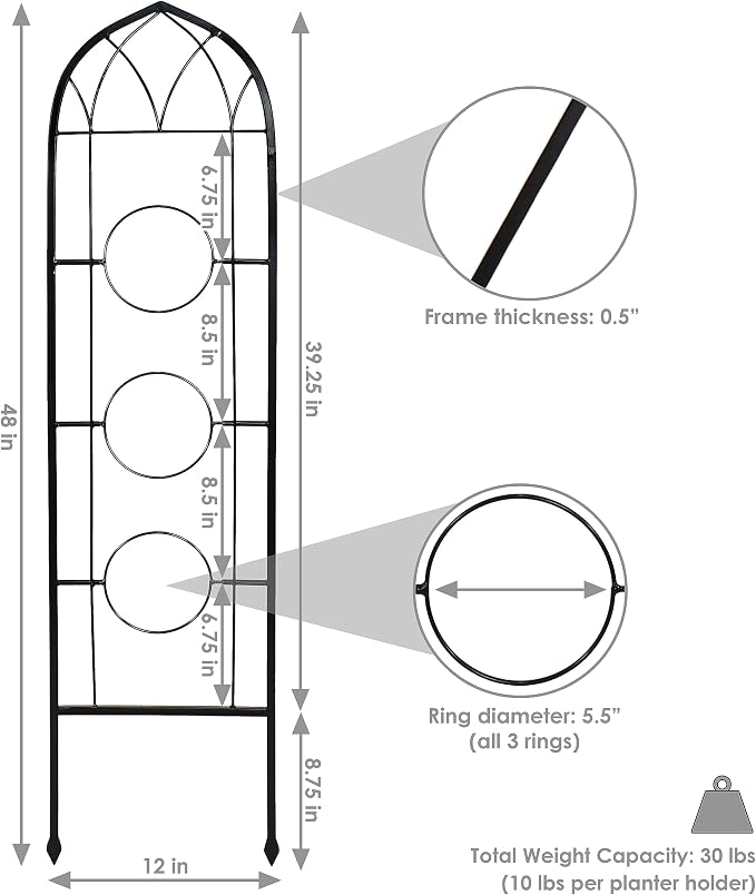 Sunnydaze Steel 2-Piece Arched Garden Trellis - Image 3