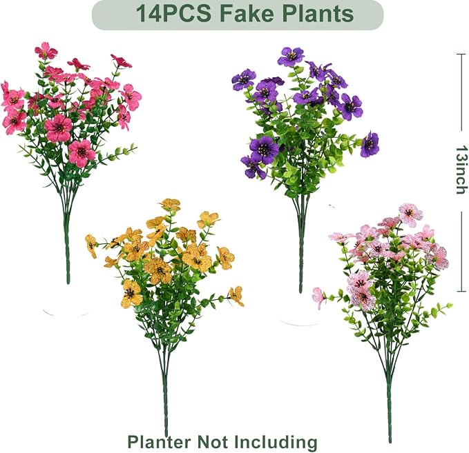 Artificial Flowers for Outdoor, UV Resistant Fake Silk Flowers, Realistic Faux - Image 3