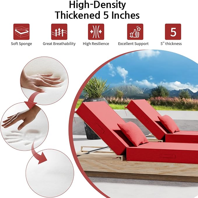 Outdoor Water-Resistant Olefin Chaise Lounge Cushions - Image 4