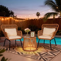 3 Piece Outdoor Wicker Furniture Bistro Set, Rattan Chairs Conversation Sets by HOMEZILLIONS