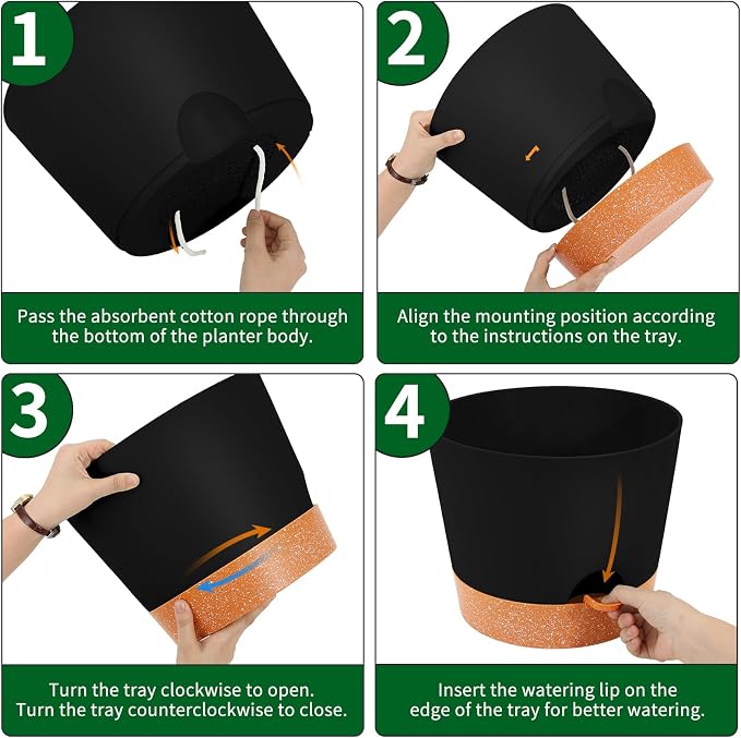 GARDIFE 12 inch Plant Pots, Self Watering Pots, 2 Pack Large Plastic Flower pots - Image 3
