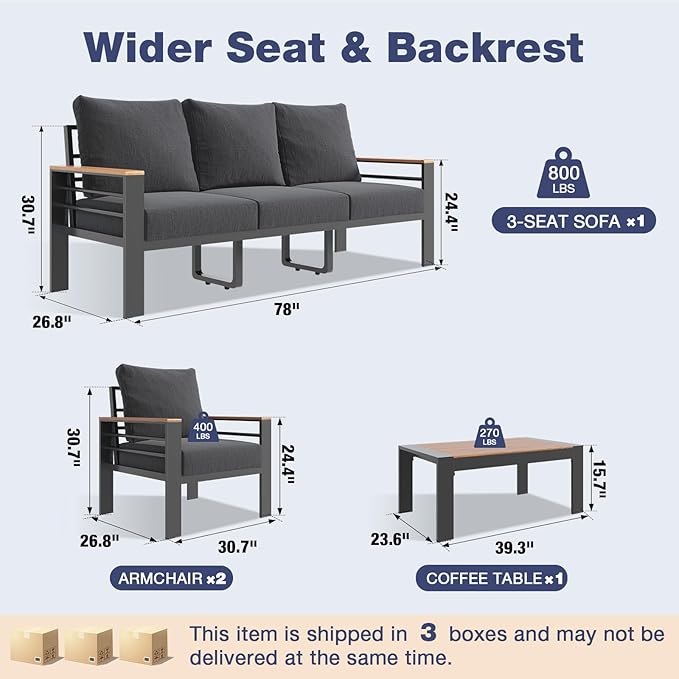 Aoxun Aluminum Patio Furniture Set - Image 7