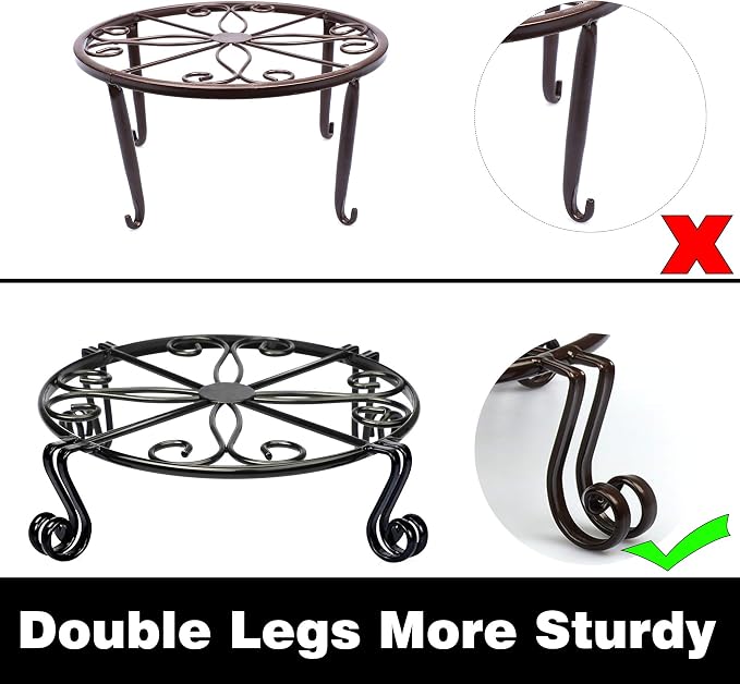 Black Plant Stand for Flower Pot Heavy Duty Potted Holder Indoor Outdoor Metal - Image 6
