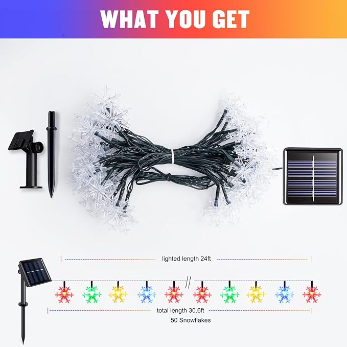 JMEXSUSS Solar Snowflake Lights Outdoor Waterproof, 30.6FT 50 LED Solar String - Image 7