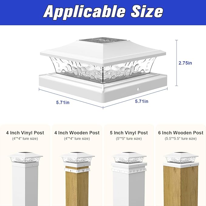APONUO Solar Post Cap Lights 6 Pack - Image 2