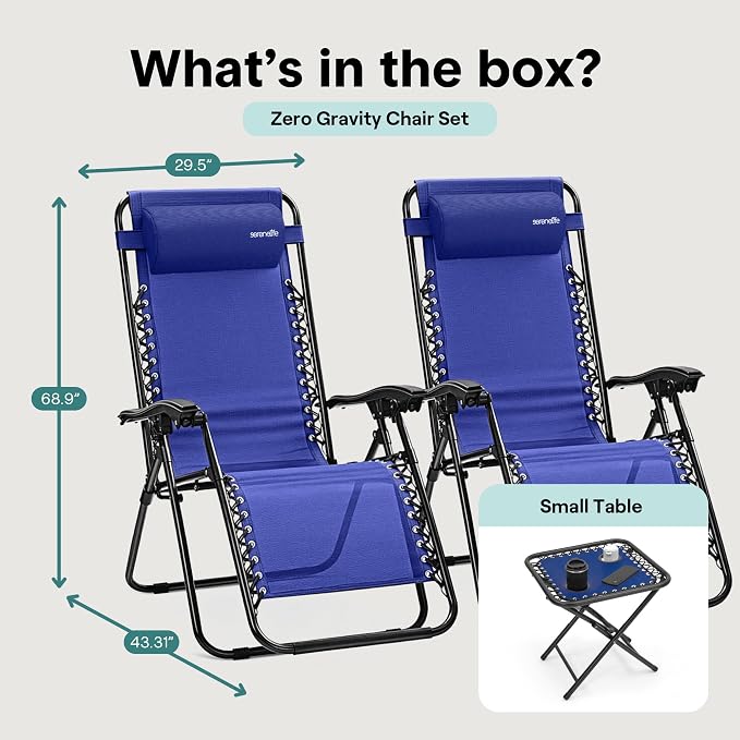 SereneLife Outdoor Zero Gravity Lounge Chair Set - Image 2